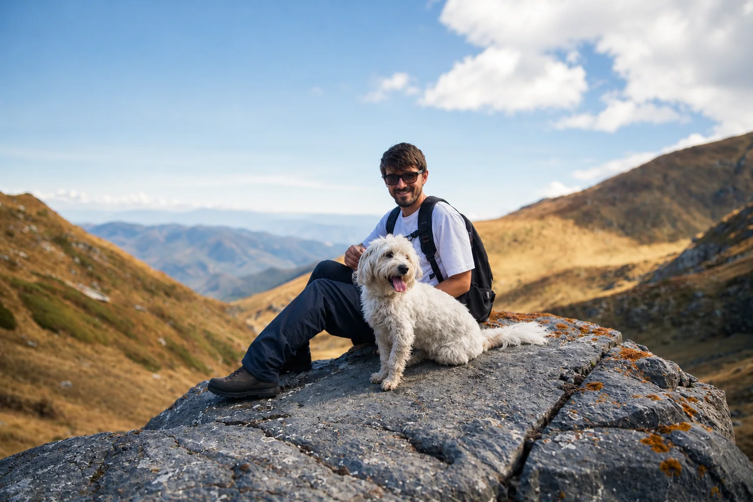 Erdis Driza and his dog Lucky exploring the outdoors of Kosovo